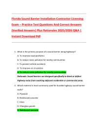 Florida Sound Barrier Installation Contractor Licensing Exam Practice Questions