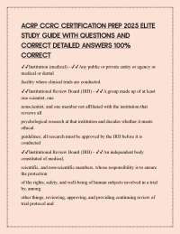 ACRP CCRC CERTIFICATION PREP 2025 ELITE STUDY GUIDE WITH QUESTIONS AND CORRECT DETAILED AN