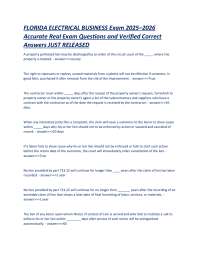 FLORIDA ELECTRICAL BUSINESS Exam 2025–2026 Accurate Real Exam Questions and Answers