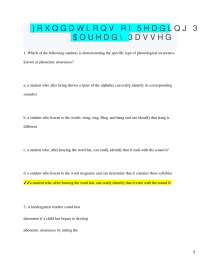 2025 Foundations of Reading Practice Test Already Passed 1. Which of the following stude