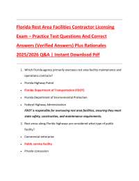 Florida Rest Area Facilities Contractor Licensing Exam Practice Questions 2025/2026