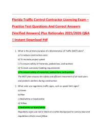 Florida Traffic Control Contractor Licensing Exam – Practice Test Questions And Correct An