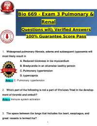 Pulmonary & Renal Exam Questions with Verified Answers