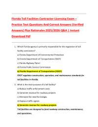 Florida Toll Facilities Contractor Licensing Exam Practice Questions 2025/2026