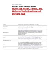 Health, Fitness, and Wellness: Study Questions and Answers