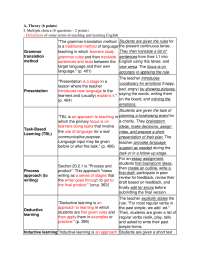 Key Concepts in Language Acquisition and Teaching Methodologies