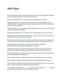 AFIP Quiz: Consumer Law and Finance Regulations