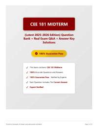 CEE 181 Midterm Exam Questions and Answers