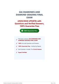 GIA Diamonds and Diamond Grading Final Exam: Questions and Answers