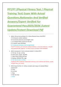 Physical Fitness Test (PFT) Exam Questions with Verified Answers 2025-2026
