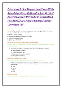 Columbus Police Department Exam Questions and Answers 2025/2026
