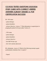 CCI RCIS TESTED QUESTIONS 2025/2026 STUDY GUIDE WITH CORRECT VERIFIED ANSWERS ALREADY GRAD