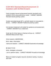 Standard-Based Assessment: Questions and Answers