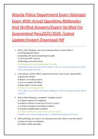 Atlanta Police Department Exam Questions and Answers 2025/2026