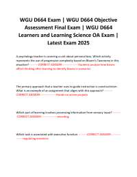 WGU D664 Exam | WGU D664 Objective Assessment Final Exam | WGU D664 Learners and Learning