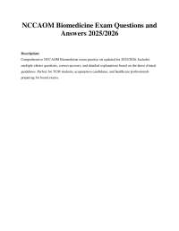 NCCAOM Biomedicine Exam Q&A 2025/2026: Practice Questions with Explanations