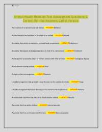 Animal Health Revision Test: Assessment Questions and Answers