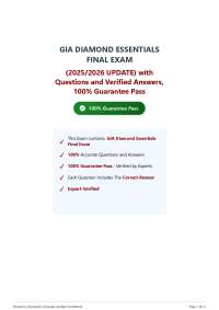 GIA Diamond Essentials Final Exam: Questions and Answers (2025/2026 Update)