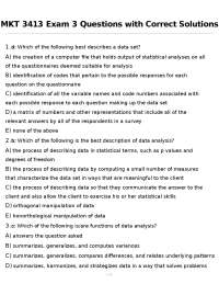 MKT 3413 Exam 3: Marketing Data Analysis Questions and Solutions
