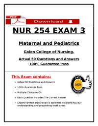 Maternal and Pediatric Nursing Exam Questions with Verified Answers