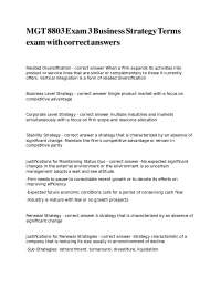 Business Strategy Exam Terms and Definitions