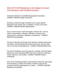 WGU D373 OA Marketing in the Digital Era Exam 144 Questions with Verified Answers