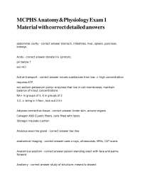 MCPHS Anatomy&Physiology Exam 1 Material with correct detailed answers