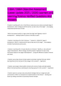 D 664 / D664 Objective Assessment (Latest Update 2025 / 2026) Learners and Learning Scienc