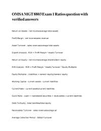 Financial Ratio Analysis: Formulas and Definitions