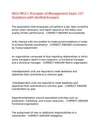 Principles of Management Exam Questions and Answers