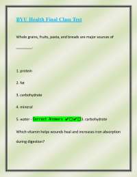 BYU Health Final Class Test: Questions and Answers