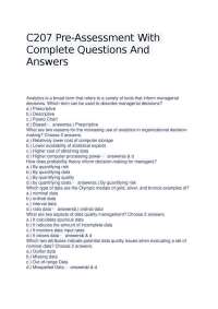 Analytics Pre-Assessment Questions and Answers