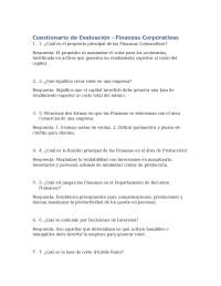 Cuestionario de Evaluación sobre Finanzas Corporativas