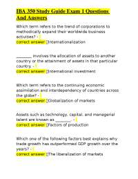 IBA 350 Exam 1 Study Guide: International Business Questions and Answers