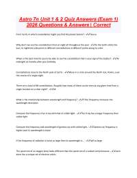 Astro 7n Unit 1 & 2 Quiz Answers (Exam 1) 2026 Questions & Answers