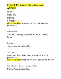 MGMT 201 Exam 1 Questions And Answers
