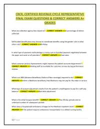 CRCR Certified Revenue Cycle Representative Final Exam Questions and Answers
