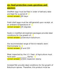 NYC Food Protection Exam: Questions and Answers for Food Safety Certification