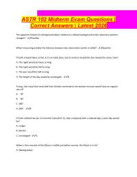 ASTR 102 Midterm Exam Questions and Answers 2026