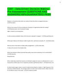 Data-Driven Decision Making: Pre-Assessment Q&A