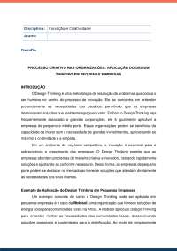 Design Thinking: Aplicação em Pequenas Empresas para Inovação e Criatividade