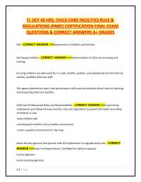 Child Care Facilities Regulations Exam Questions and Answers