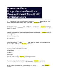 Divemaster Exam Comprehensive Questions and Answers