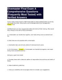 Divemaster Final Exam A Comprehensive Questions (Frequently Most Tested) with Verified Ans