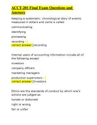 ACCT-201 Final Exam Questions and Answers