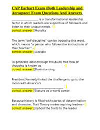 CAP Earhart Exam: Leadership and Aerospace Q&A
