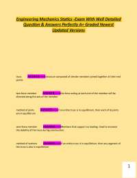 Engineering Mechanics Statics Exam: Questions and Answers