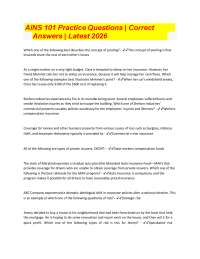 AINS 101 Insurance Practice Questions and Answers