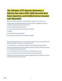 Hazmat Awareness and Operations Exam Questions and Answers 2025-2026