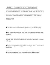 CAOHC TEST PREP 2025/2026 FULLY SOLVED EDITION WITH ACTUAL QUESTIONS AND DETAILED VERIFIED